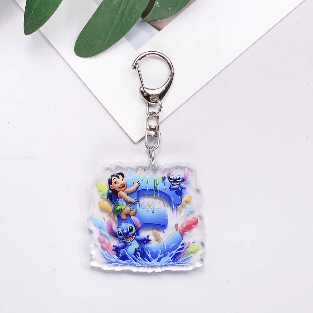 ديزني غرزة ليلو بيليكاي رسالة سيارة المفاتيح اكسسوارات الاكريليك حقيبة سحرية على ظهره قلادة الإبداعية حلقة رئيسية هدايا لمحبي