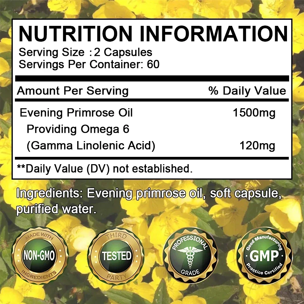 Evening Primrose Oil Supplement Capsules 1500 Mg * 120 Capsules - Supports Hormonal Balance