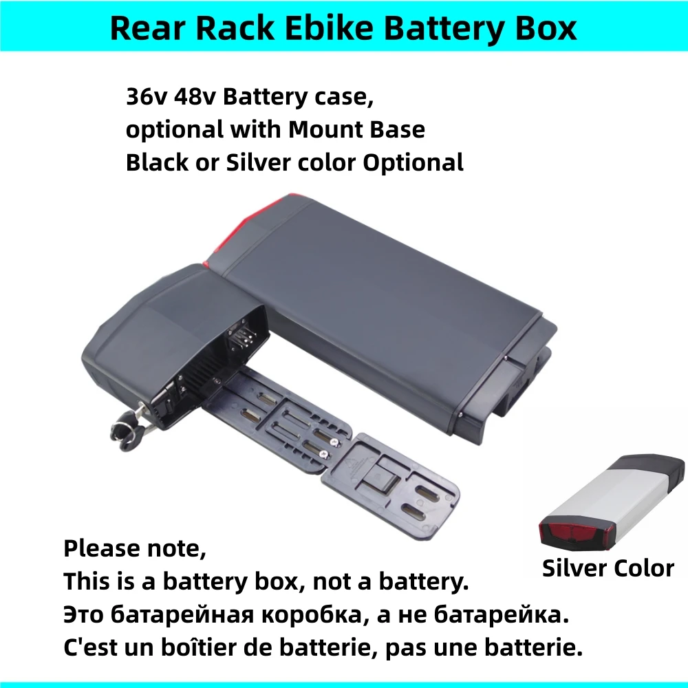 Rear Rack Frame Carrier City Bike Mountain Bike E-Bike Battery Box 36v 48V Black Silver Color Ebike Battery Case Base Holder