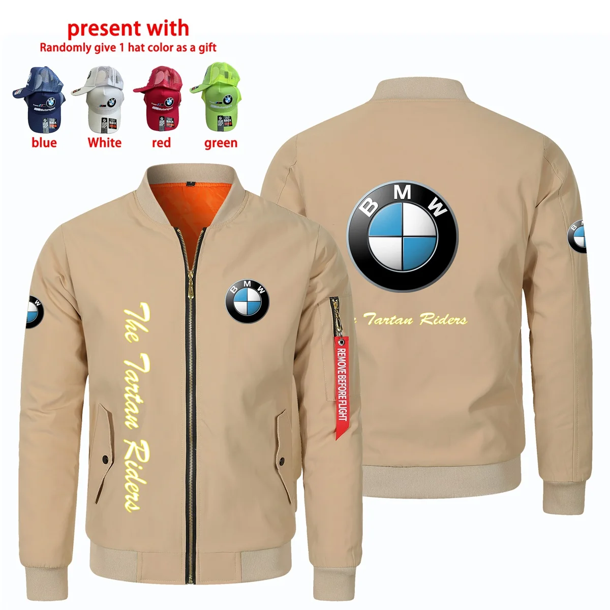 2025 New BMW Casual Jacket, BMW Thickened Full Zip Jacket, BMW Winter Men's Outdoor Motorcycle Jacket, Complimentary Fashion Hat