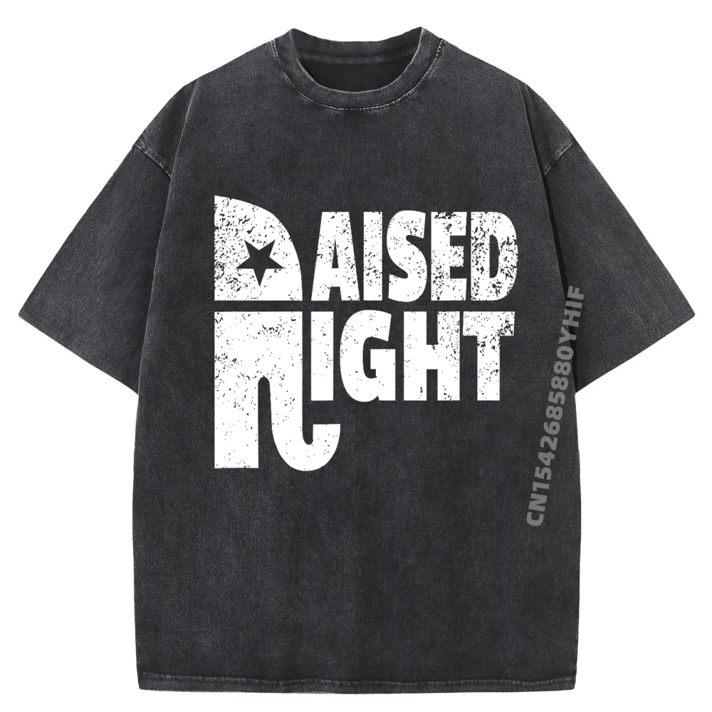 

Funny Raised Right Elephant Vote Republican Party Red State Black Graphic T Shirts Streetwear Washed Shirt Soft Clothes
