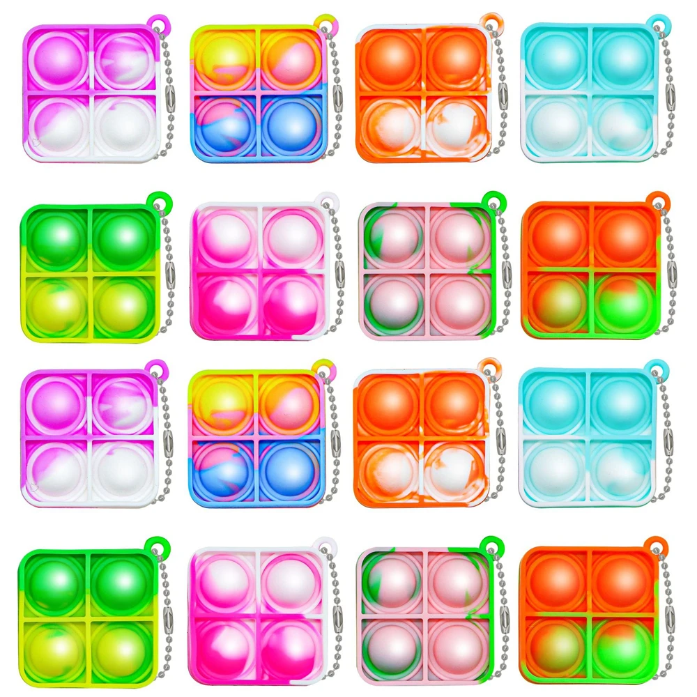 12/24 Pcs Mini with Key Chain Press Bubbles for Kids Adults Birthday Party Gifts Decoration Wedding Guest Gifts Carnival Prizes