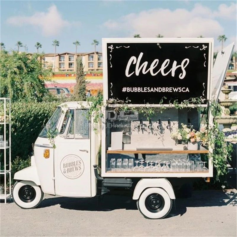 Vintage Piaggio Ape Bar Food Truck Mobile Food Truck Tuk Tuk Outdoor Snack Drink Cart and Electric Car for Coffee