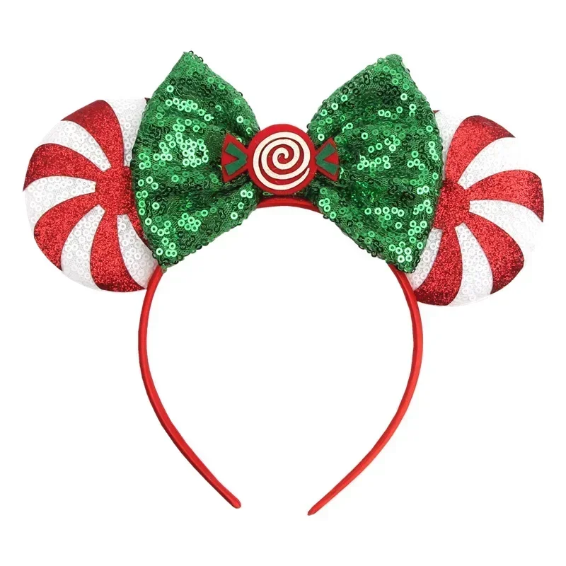 Disney mickey mouse árvore de natal orelha chifres floco de neve hairband natal bandana para adultos mulheres pirulito acessórios para o cabelo