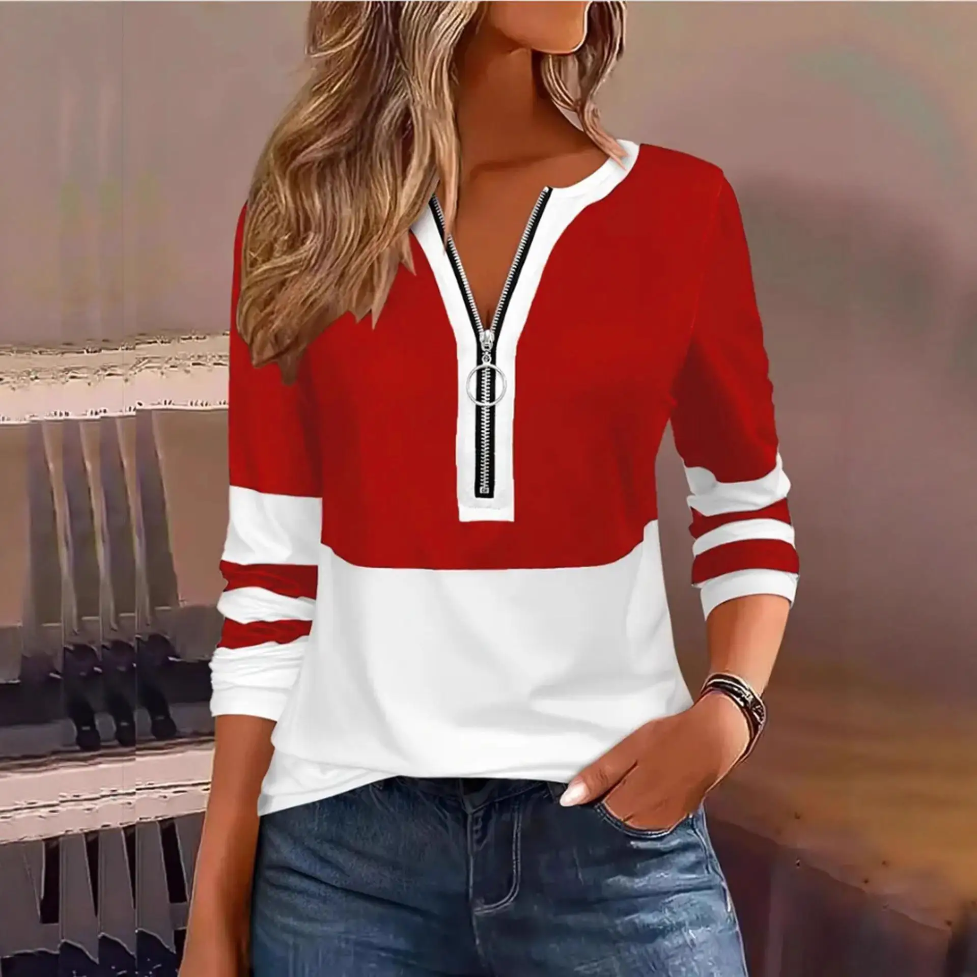 Décontracté rond Ne Long Sve T-shirt grande taille femmes automne hiver Faion confortable respirant Polyester coton mélange