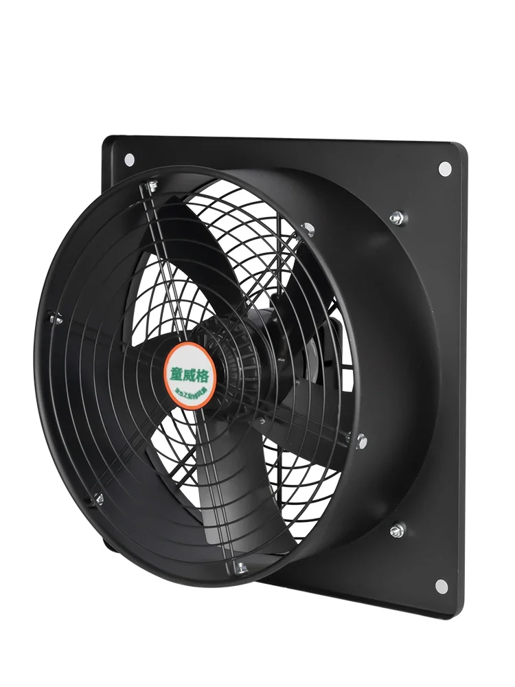 Square outer rotor axial flow fan 220V low noise oil fume exhaust fan, industrial powerful exhaust fan ventilation