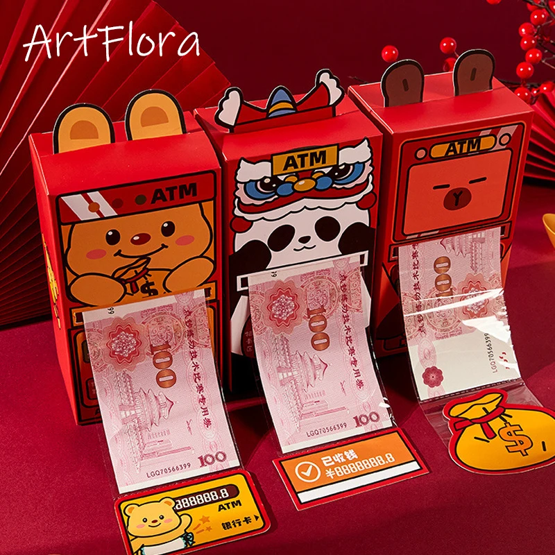 2025 Fun ATM Red Envelope New Year of Snake Red Wallet Hongbao Chinese New Year Money Pouch Creative Pull Drawing Money Gift