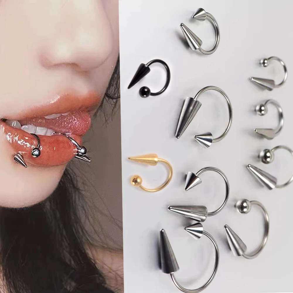 1PC Simple Semicircle Surgical Steel Sharp Cones Earrings Lip Rings Nose Rings Ear Tragus Body Jewelry 16g