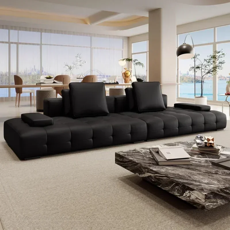 أريكة أوروبية أطول من الجلد الفاخر بتصميم صالة غرفة المعيشة أريكة حديثة كرسي منتفخ أثاث أريكة Muebles Para El Hogar