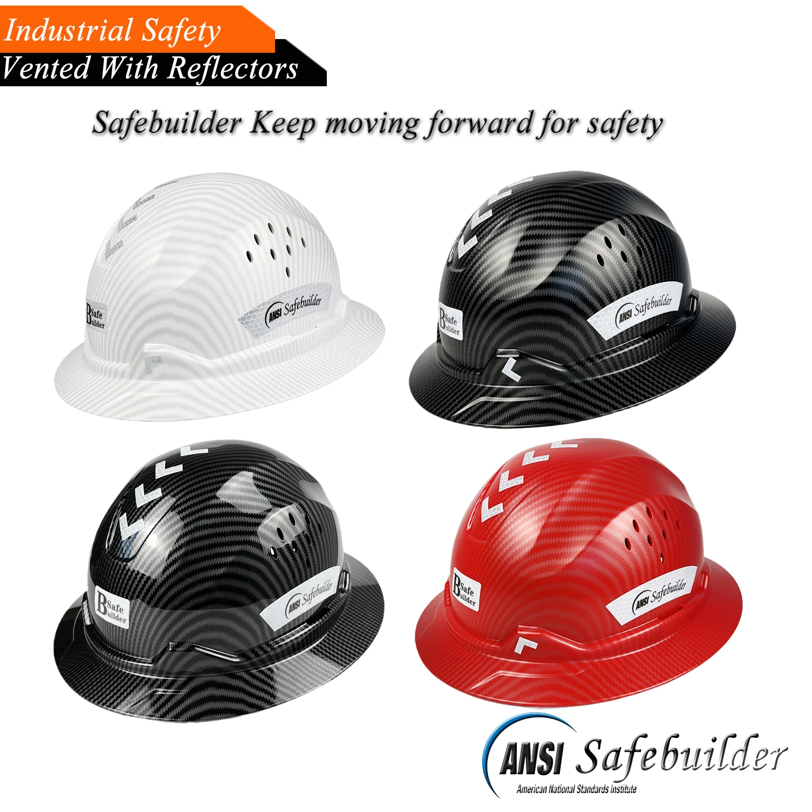 New Type Full Brim Hard Hat For Engineer Safety Helmet Reflective Breathable ANSI Head Protection Industrial Construction