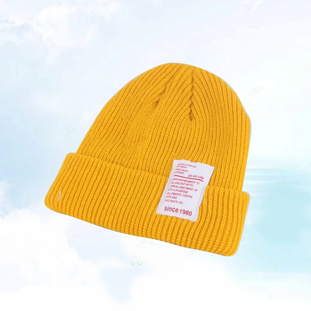 

Knitted Hat For Cotton Beanie Warm Infant Cap Turmeric Color Photography Accessory Wool Knitted Cap