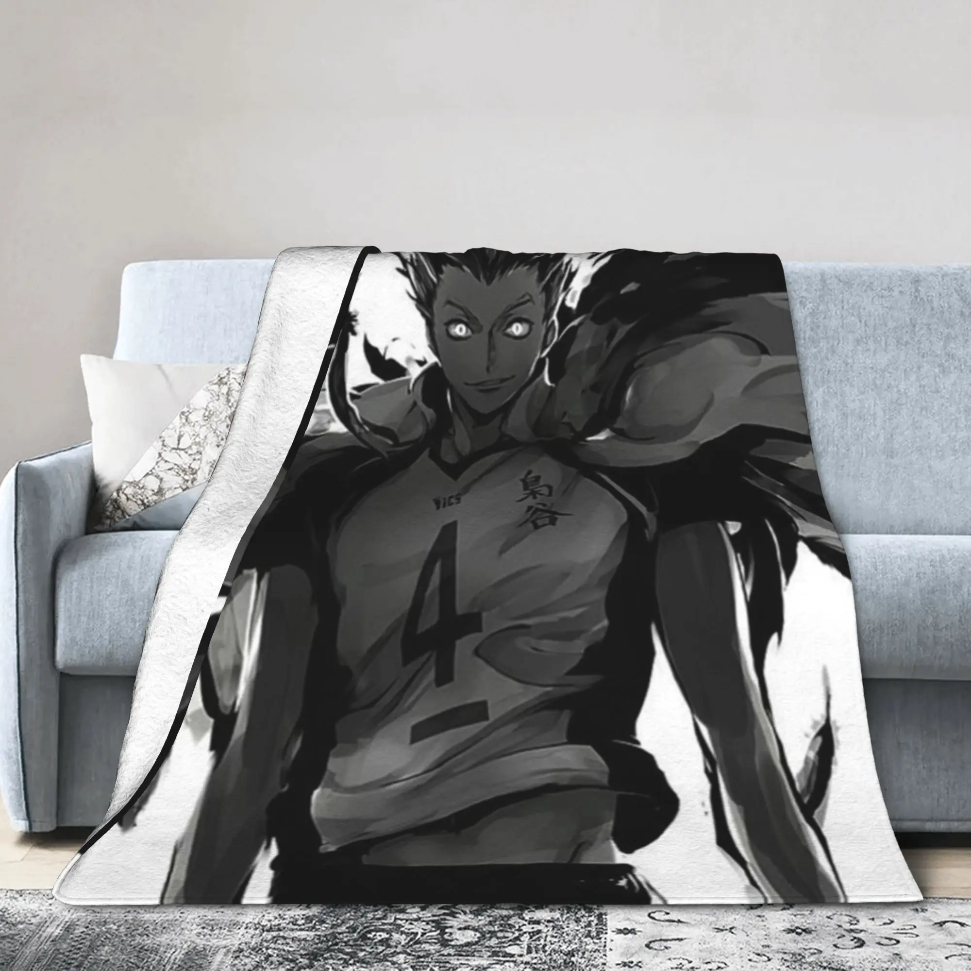 Haikyuus  Bokuto Blankets Velvet Volleyball Manga Super Warm Throw Blankets for Airplane Travel Bed Rug