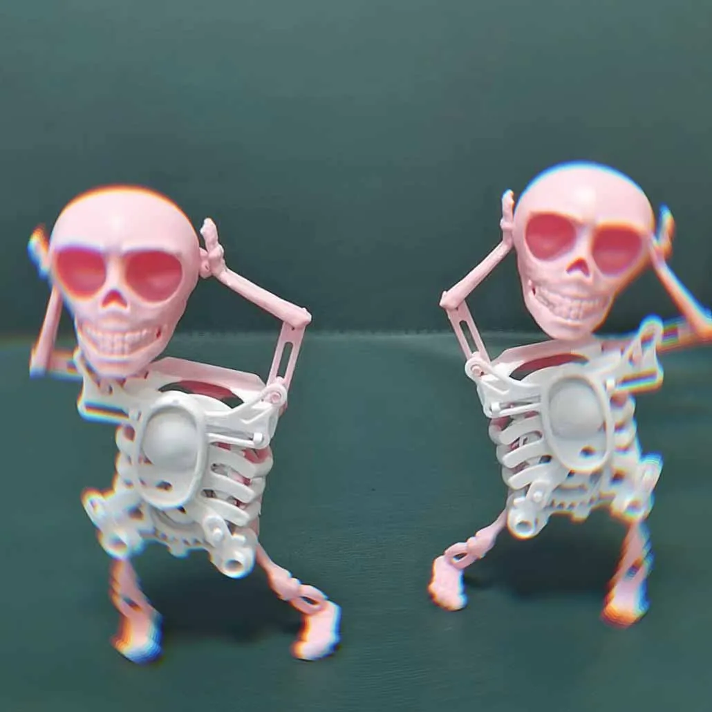 Halloween Simulatie Skelet Man Dansen Swingend Wind-Up Speelgoed 3d Printen Grappig Skelet Met Lichten Muziek Uurwerk Speelgoed