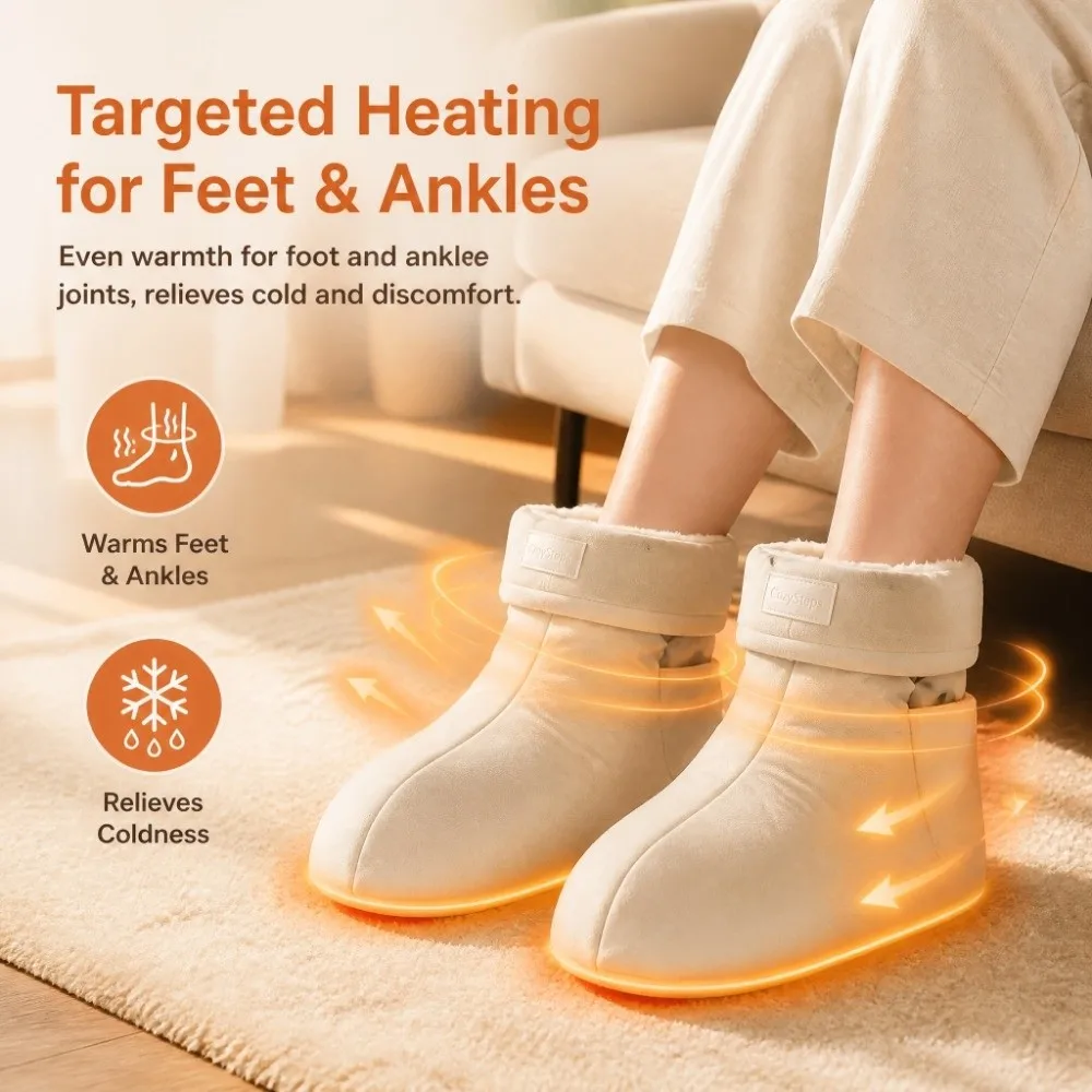 Electric Heating Heated Foot Warmer Boot Heated Socks Thermal Heated Ankle Wrap Adjustable Winter Warmth Foot Warm Relief Pad