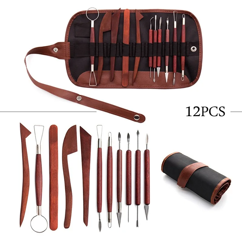 Pottery Clay Sculpting Tools Kit 12 Pcs/Set, Ceramic Wax Clays Carving Tools for Art Craft Pottery Sculpting Modeling Tool Set