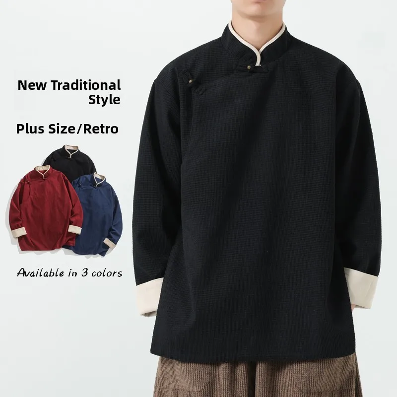 

Мужское длинное пальто Sve Jaet, новый китайский костюм Sle Tang Hanfu Jui Zen, чайная одежда, топ с наклонными лацканами, осень-зима, ветер