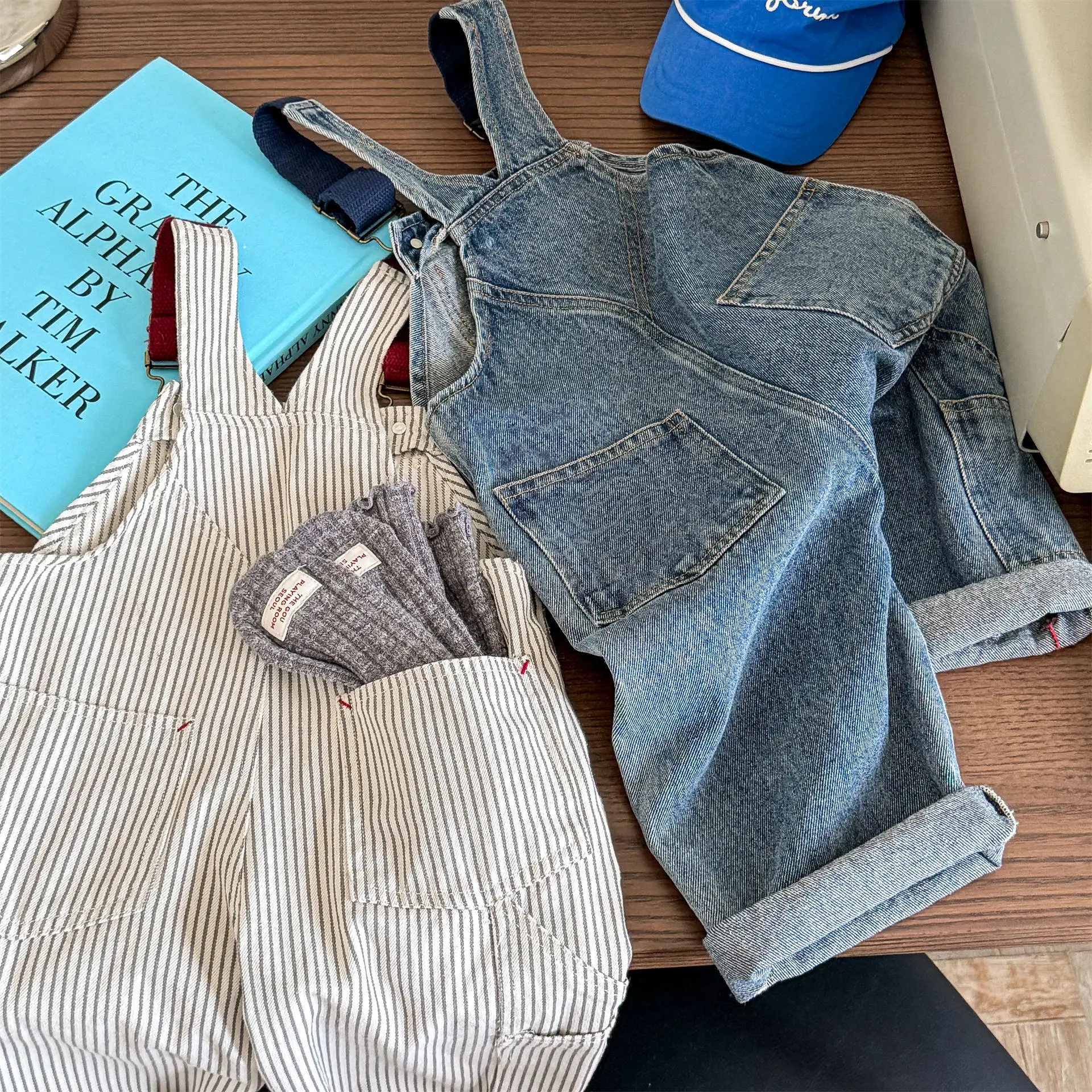 Fall Winter 2026  Kids Denim Overalls Suspenders Pants | Korean Style Loose Jeans for Toddler Girls 1-7Y