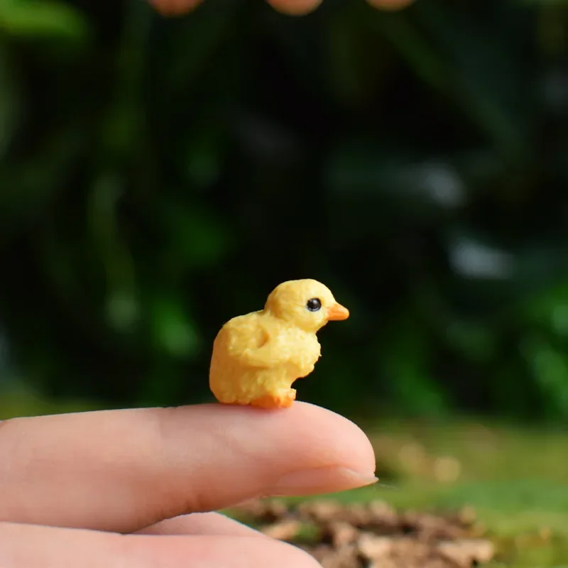 Small Farm Animal Chick Model Cute Little Yellow Chicken Fairy Garden Action Figure Figurines Toys Miniatures Bonsai Decoration