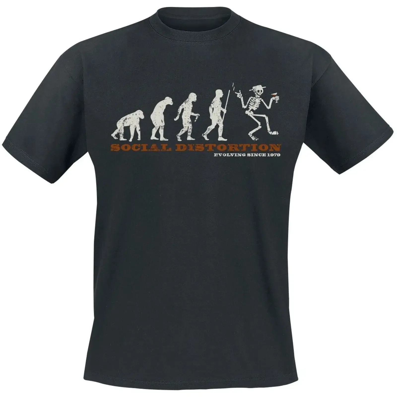 T-shirt Social Distortion pour homme, motif Evolution Black Band, vintage, délavé, confortable, légèrement unisexe, respirant