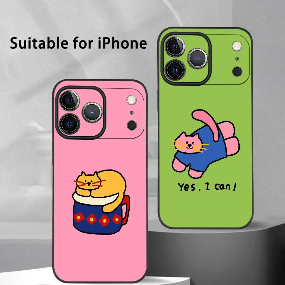 حافظة هاتف Happy Dog لهاتف آيفون 17 16 15 14 13 12 11 Pro Max Plus Mini Black Frosted Soft Shell Funda