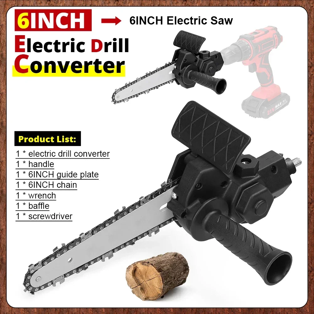 6 Inch Electric Drill Modified To Electric Chainsaw Attachment Electric Chainsaws Accessory Modification Tool Woodworking Tool