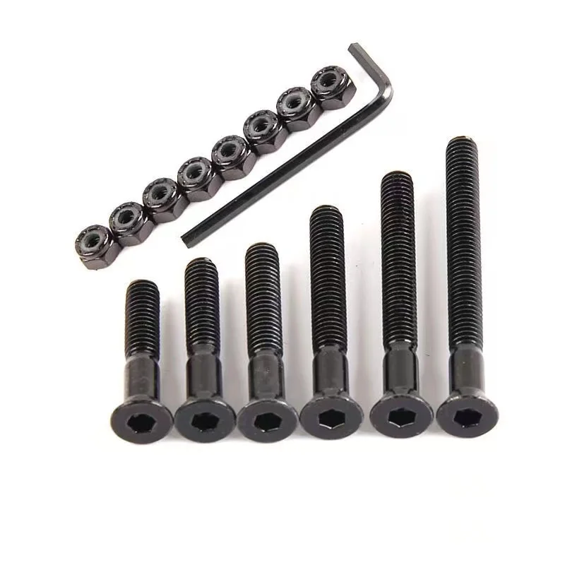 NEW 8pcs 35mm Black Hard Ware Longboard Bolts Skateboard Parts Iron 35mm Hard Ware Long Board