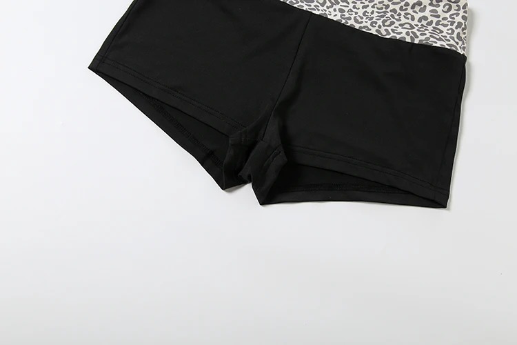 Weird Puss Leopardenmuster 2-teiliges Set Damen Low-Neck Rückenfreies Camisole + Patchwork-Shorts mit elastischem Bund Street Classic Alltagsanzug – Detail 10