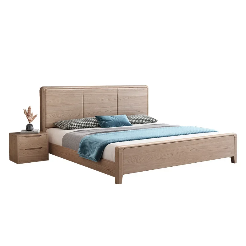

Nordic style modern simple ash wood solid wood bed master bedroom