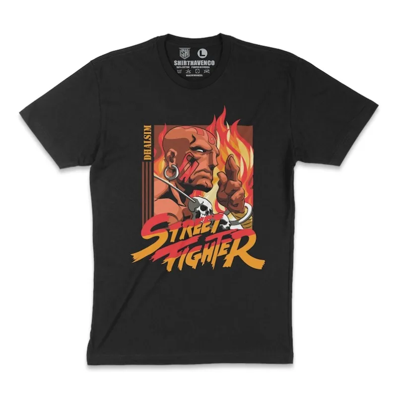 00012750 # Camiseta A-Dhalsim, camiseta de combate callejero, camiseta de Yoga Flame Retro Capcom Gaming, camiseta gráfica de caza Arcade de los años 90, jugador Vintage