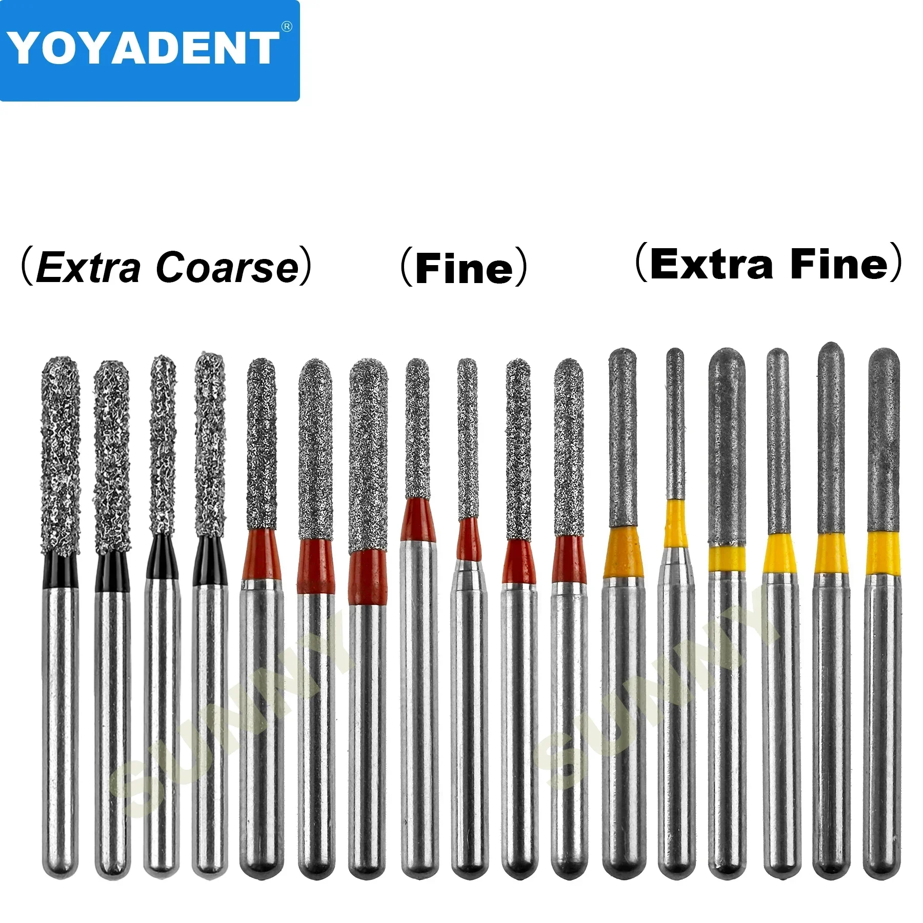 Dental Diamond Burs Straight Round End Standard/Fine/Extra Fine/Coarse/Super Coarse Polishing Drill For High Speed FG1.6mm 10Pcs