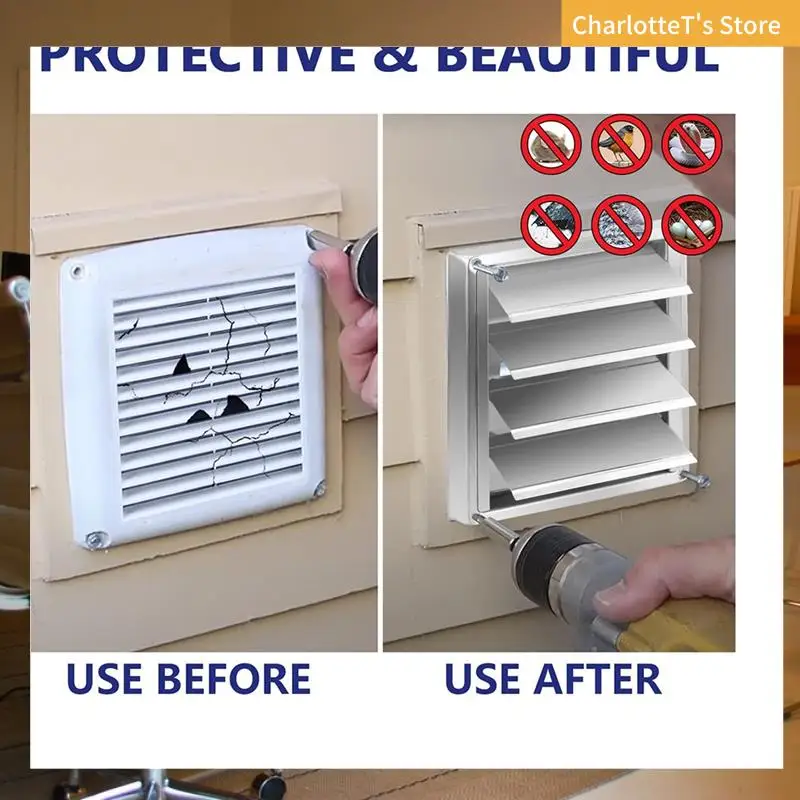 

Metal Dryer Vent Cover With Metal Mesh Screen,Outdoor Stainless Steel Louvered Vent Cover For Easy Installation-ABLI