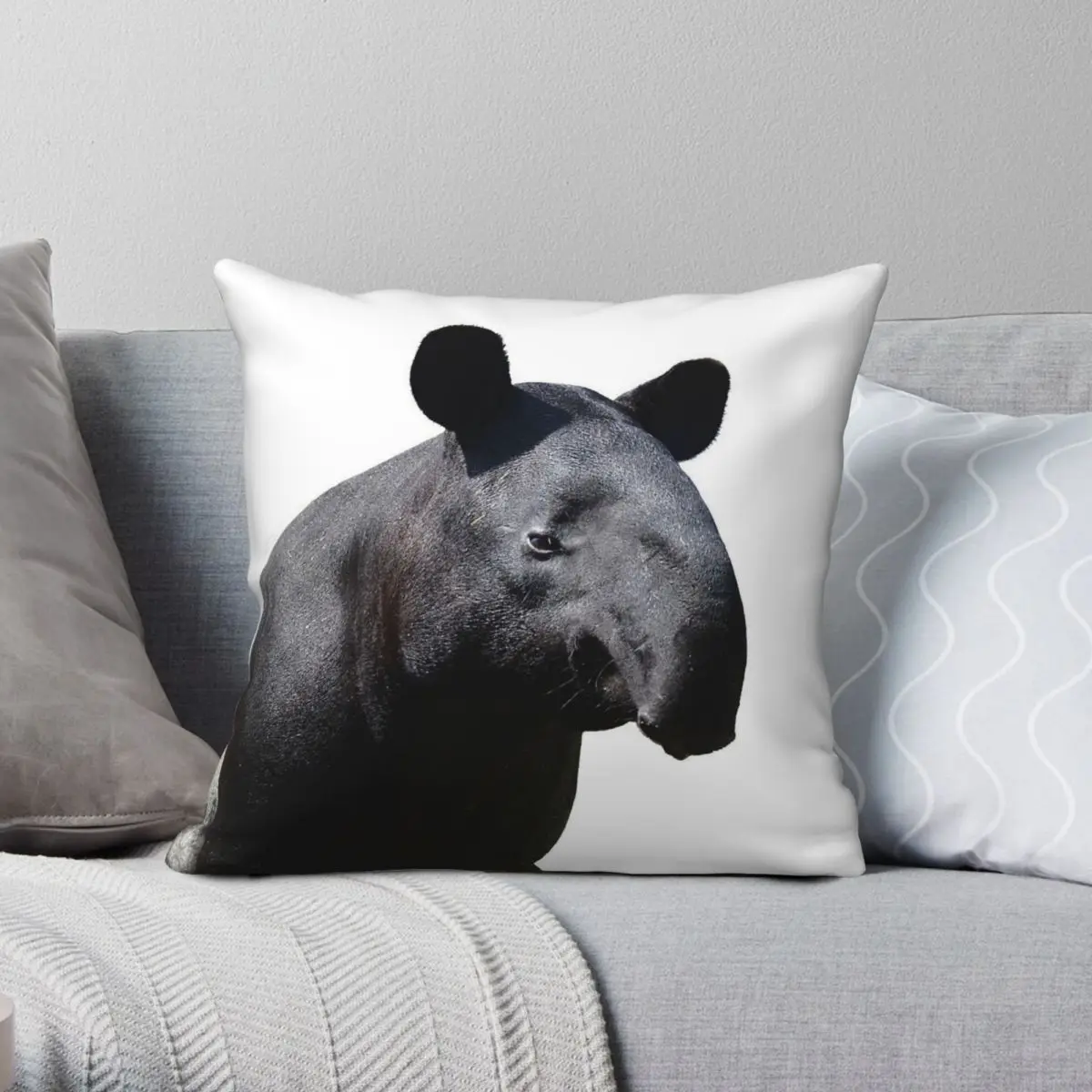 The Most Handsome Tapir Square Pillowcase Polyester Linen Velvet Printed Zip Decor Throw Pillow Case Home Cushion Case 45x45