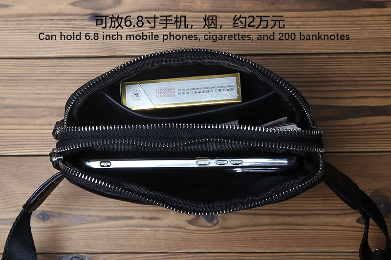 NZPJ Herren-Brusttasche aus echtem Leder, Umhängetasche aus natürlichem Rindsleder, lässige Umhängetasche, sportliche multifunktionale Handy-Hüfttasche – Detail 15