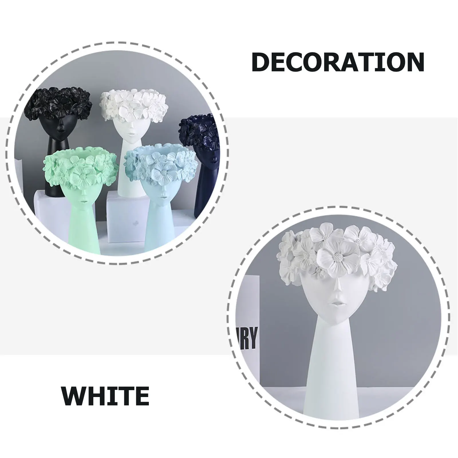 

1pc Skull Flower Resin Home Flowerpot Decorative White Statue Flowerpot for Garden Succulent Planter Adorable Girl