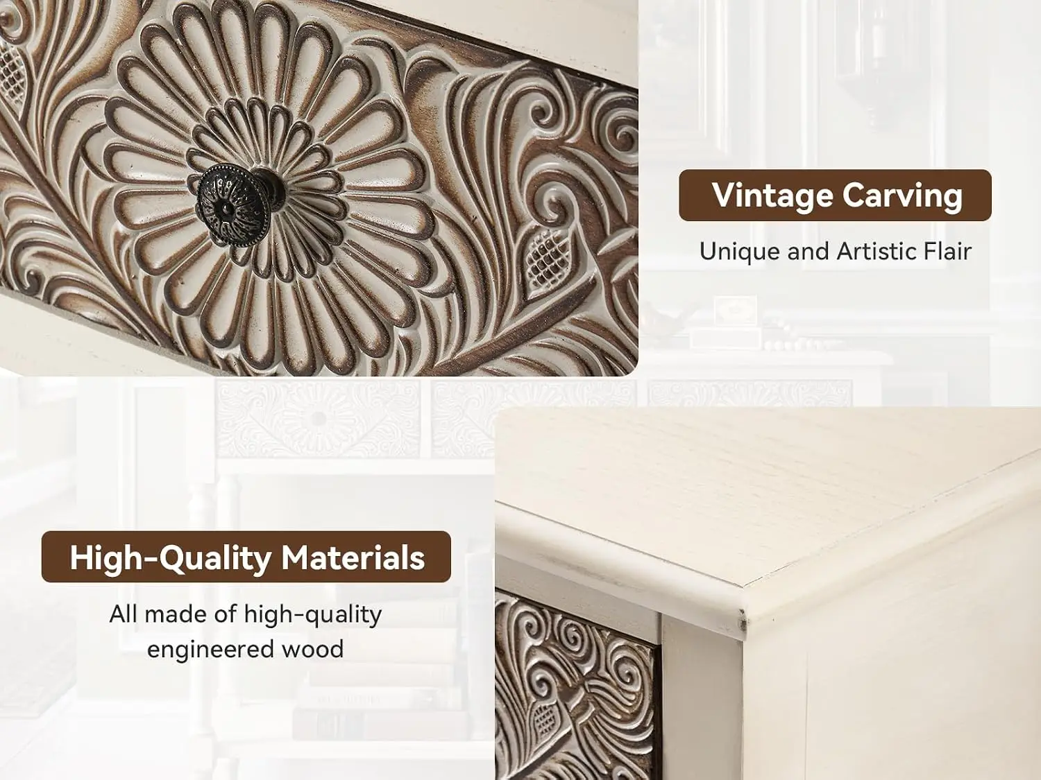 Console Table with 3 Drawers, Narrow Entryway Table with Storage Shelf, Wood Accent Sofa Table for Living Room,, Customized view 5