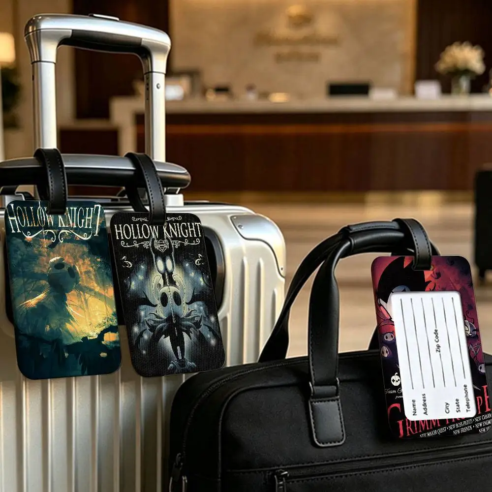 Video Game H-Hollow K-Knight S-Silksong Waterproof PVC Baggage Tag With Info Card Anti lost Tag For Luggage School Backpack