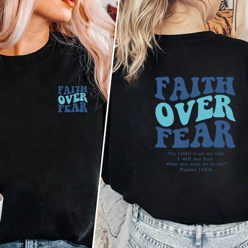 Faith Over Fear Sweatshirt Christian Shirt Faith Sweater Jesus Hoodie Bible Verse Pullover Religious Sweatshirts Pray Tops