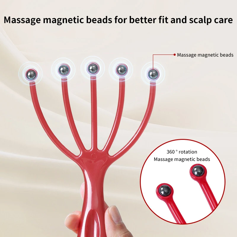 1Pc Hoofd Massager Hoofdhuid Nek Kam Roller Vijf Klauwen Stalen Bal Hand Gehouden Ontspannen Spa Haarverzorging Voor Haar Stress Verlichting