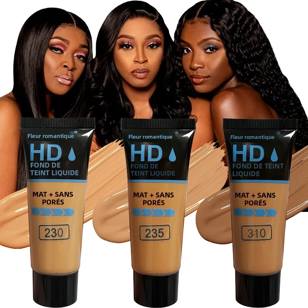 La fête incontournable! Fond de teint liquide Dark-Shade : imperméable, sans huile et résistant à la transpiration, couverture complète, réglage intégré