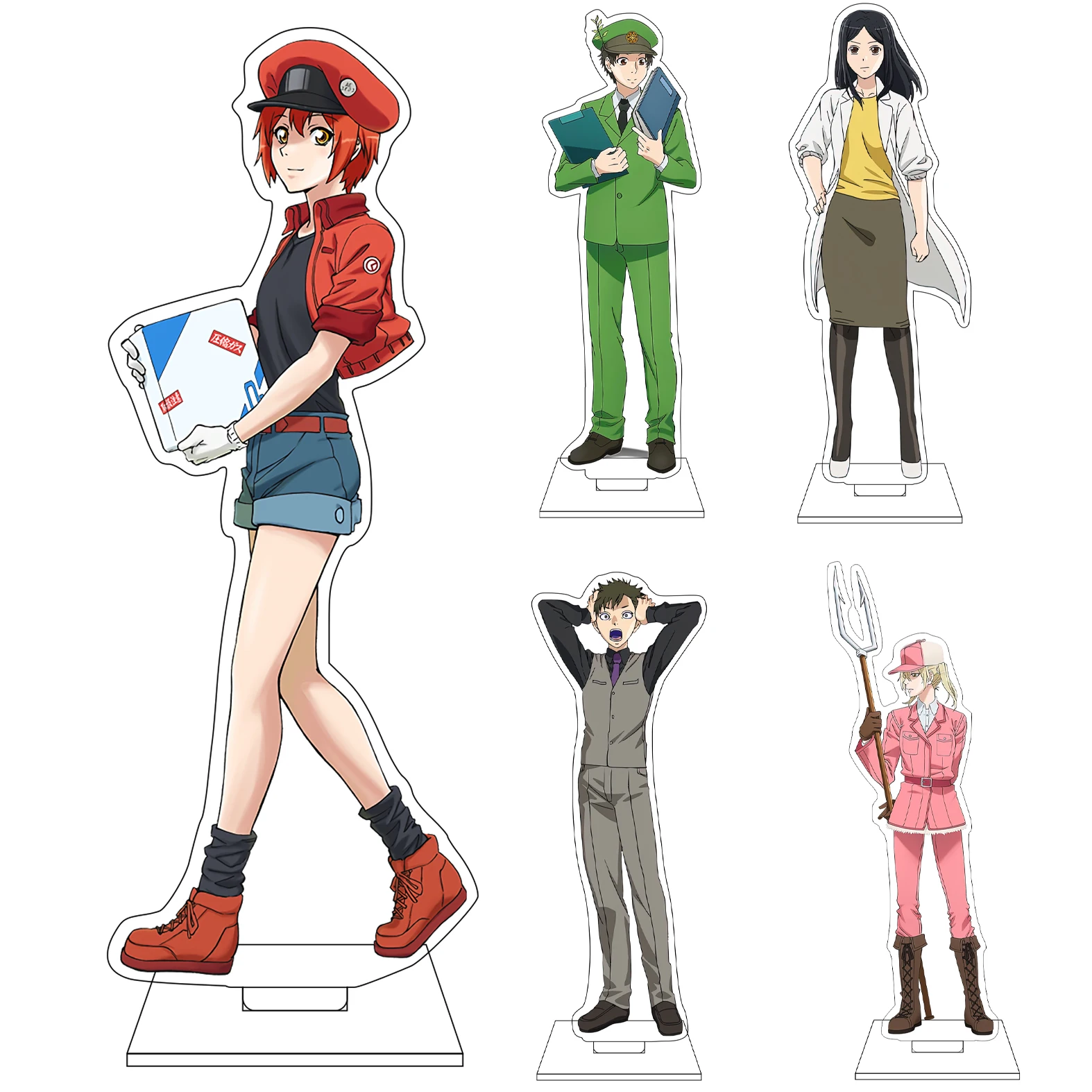 16CM Anime Cells at Work! Cosplay Acrylic Figure Stand Plate Platelet Macrophages White Blood Cell Red Blood Cell Ornaments Gift