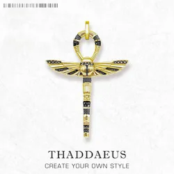 Cross of Life Ankh With Scarab Golden Pendant Vintage Fine Jewelry Pure 925 Sterling Silver Protective Amulet For Woman & Men