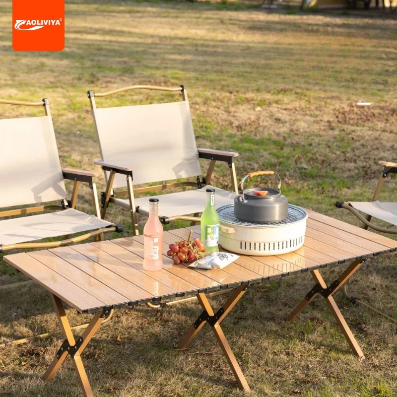 Aoliviya Carbon Steel Folding Table-Piece Beach Furniture Style Simple Camping Folding Table Metal Wholesale Table and Chair Out