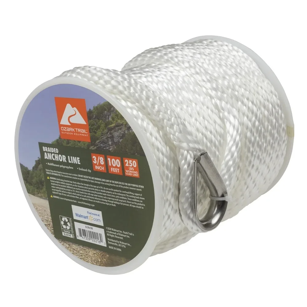 3/8"x100' Nylon Braided Marine Anchor Line 100 Foot Length