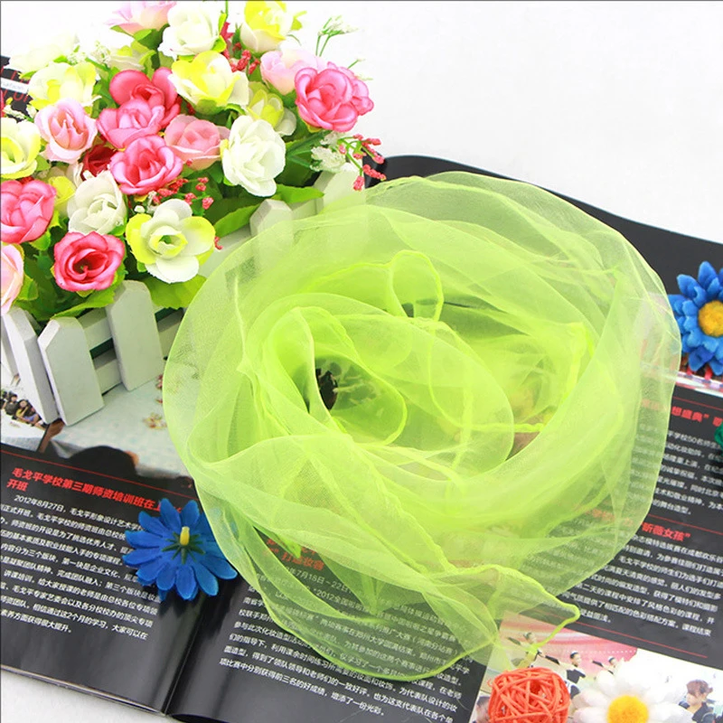 Solid Color Transparent Organza Scarf Chiffon Square Thin Silk Scarves Neck Shawl Kids Stage Dance Performance Scarf 70*70Cm