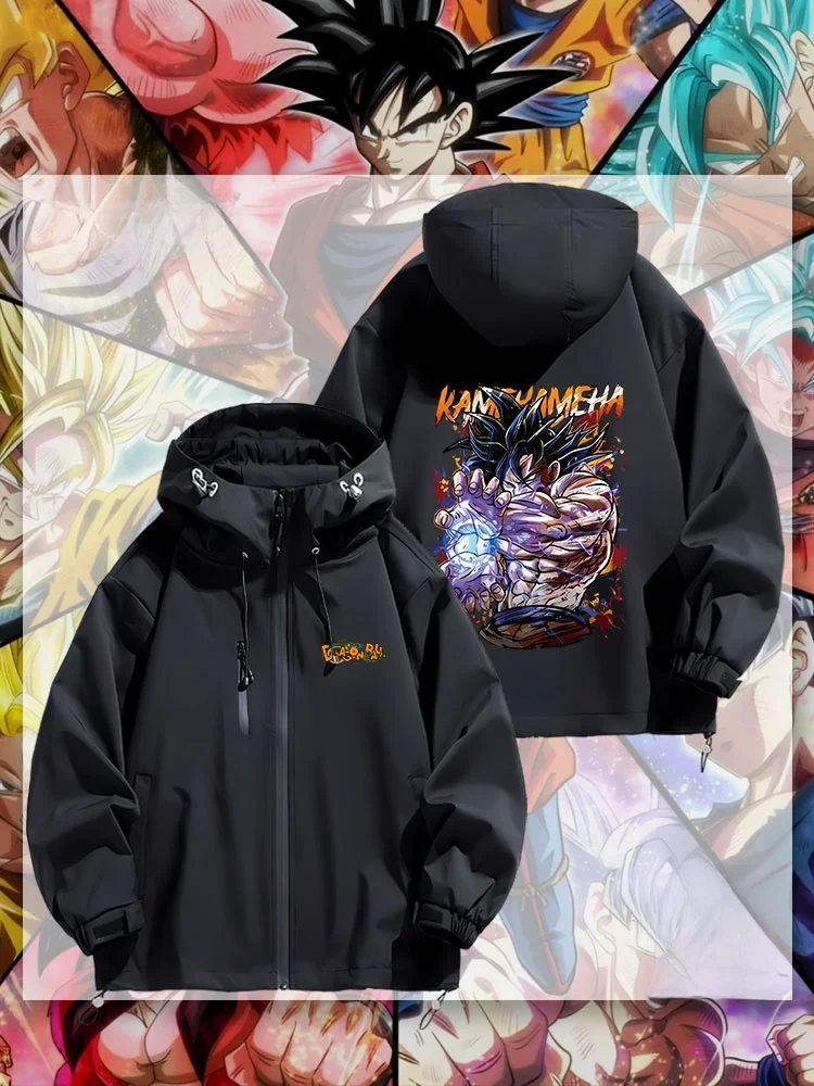 

Anime Casual Hooded Jaet ex Outdoor Waterproof Polyester Fiber Long Sve Zipper Closure Youth Faion Coat