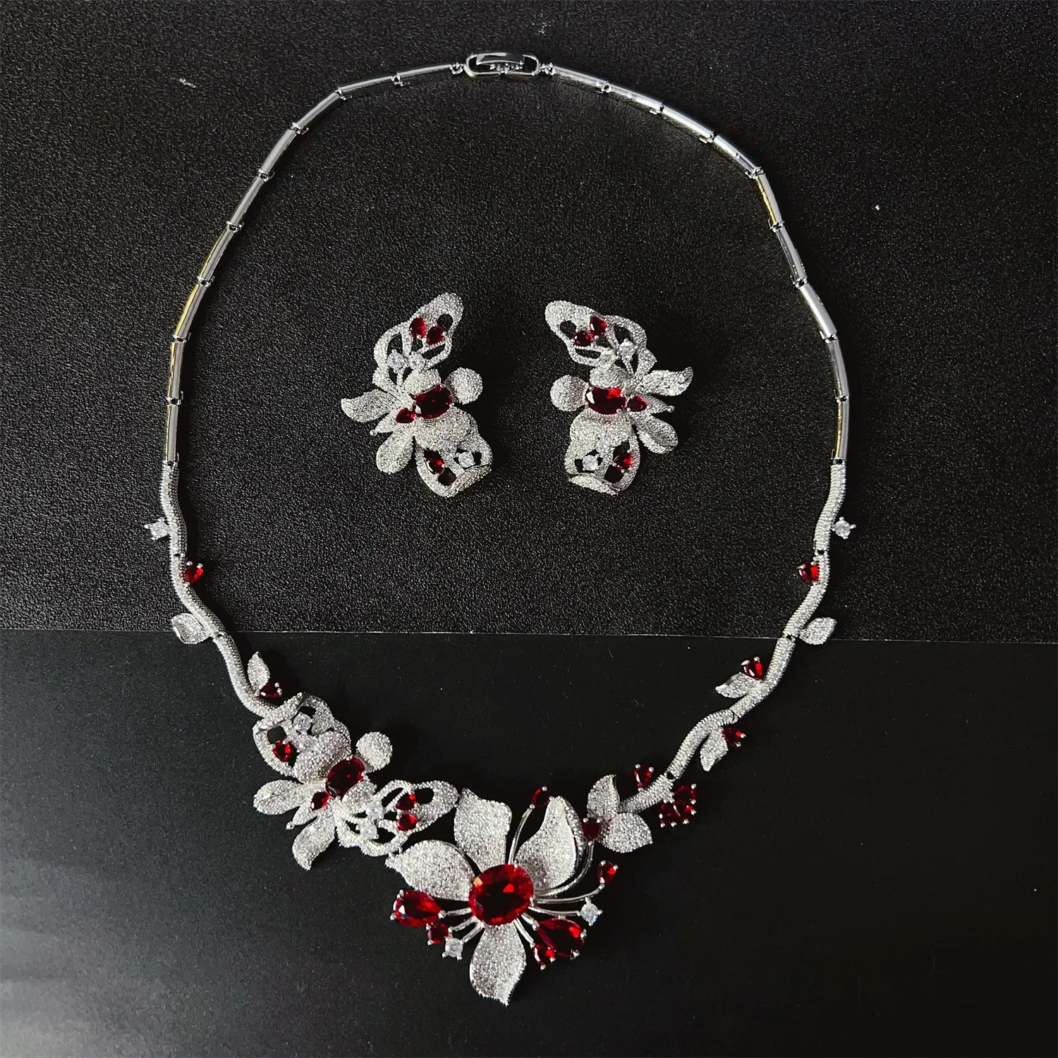 Flower Luxury Zircon Jewelry Set For Women Africa Ethiopian Wedding Banquet Party Anniversary Accessory Bijoux africain parures