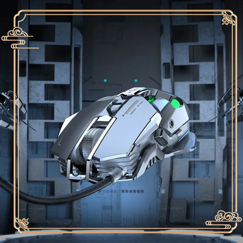 

Проводная мышь EWEADN MK300, механическая мышь для киберспорта, 6400 точек на дюйм, металлическая опорная пластина, RGB подсветка, CF, игровая мышь с курицей, ПК, подарки для ноутбука