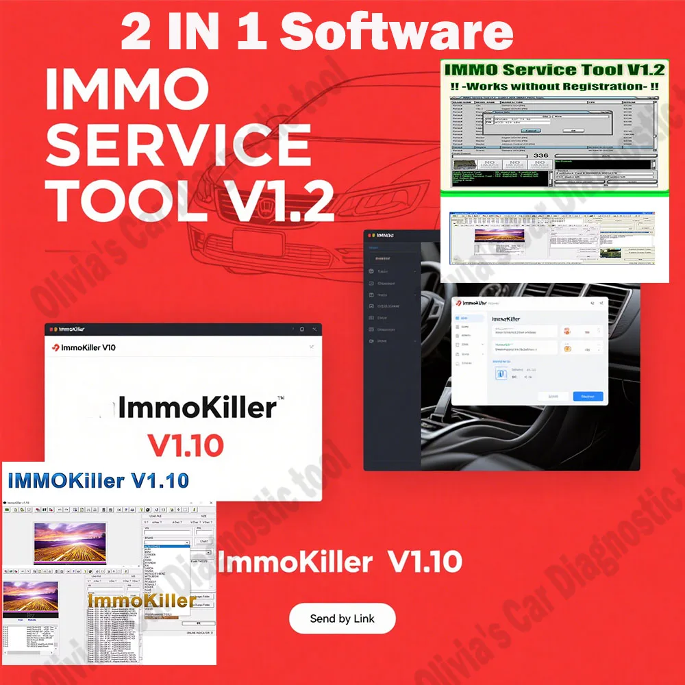 

Hot IMMO SERVICE TOOL V1.2 Car accessories Repair Software + ImmoKiller V1.10 OBD2 Scanner IMMO Off Car Software ECU Programmer