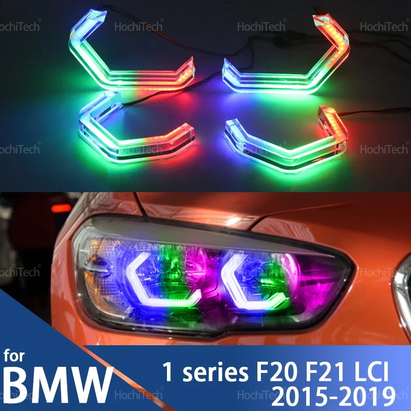 

For BMW 1 Series F20 F21 LCI 2015-2019 Playable Multi Colors Light LED Angel Eyes Rings Kit with APP control turn signal DRL