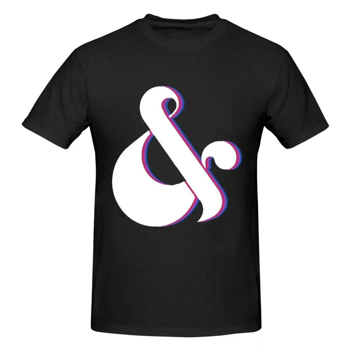 

Bisexual Flag Ampersand Men T-Shirt Classic Oversized T Shirts Men's Crew Neck Cotton Tees Short Summer Male